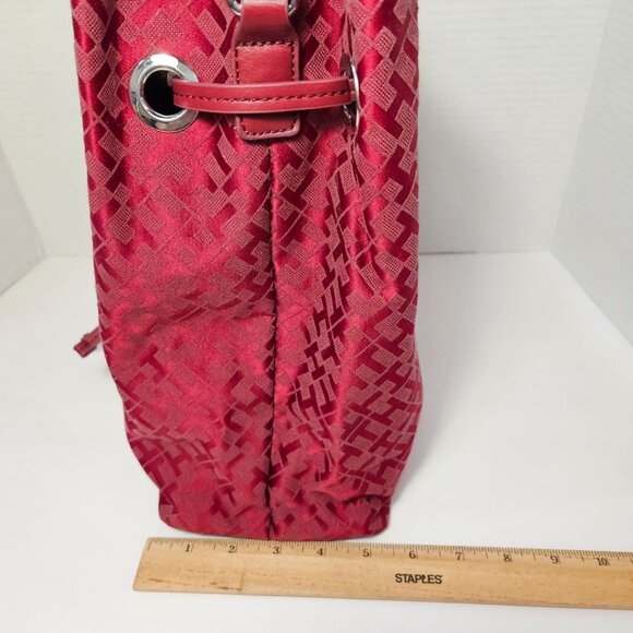 NWT Tommy Hilfiger Logo Rich Red "TH" Monogram Drawstring Bucket Handbag - Picture 14 of 14